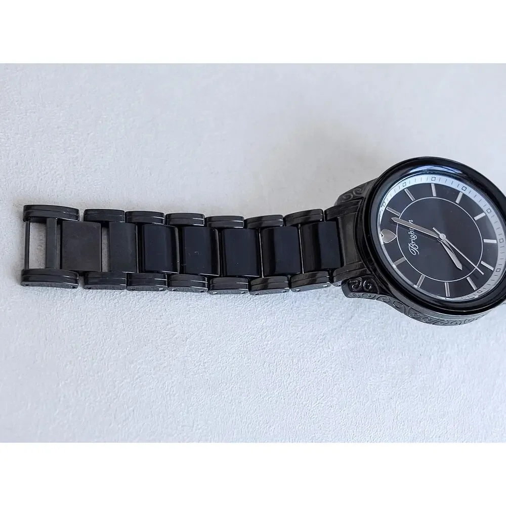 Brighton Carpinteria Chunky Watch Dark Bronze Black Acrylic Retired Bold